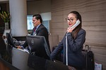 Home receptionists, phone call, hotel, reception, woman, man, work, attention, lobby, employees, professional, company, assistance, hotel, hotel, hotel, hotel, hotel, reception
